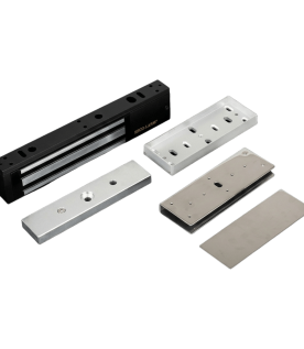 Kit Para Control de Acceso Incluye Chapa Magnética de 600 Lbs / Montaje En "U" Para Puerta de Cristal /  Uso Interior / Certificación UL / Color Negro / Diseño Elegante
