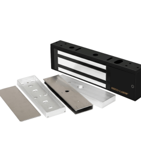 Kit Para Control de Acceso Incluye Chapa Magnética de 1200 Lbs Color Negro / Montaje En "U" Para Puerta de Cristal /  Uso Interior / Certificación UL / Diseño Elegante