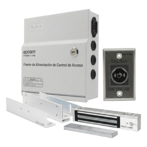 Kit para Control de Acceso Incluye Fuente de 12VCD / Soporta Batería de Respaldo/ Chapa Magnética de 600Lbs / Montajes L y Z / Botón de salida / Certificación UL y ETL