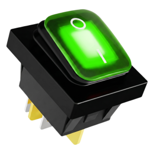 Interruptor tipo Switch con Led Color Verde / IP65 / Diseño Industrial / NO, COM, NC / Terminales tipo F1