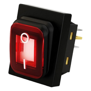 Interruptor tipo Switch con Led Color Rojo / IP65 / Diseño Industrial / NO, COM, NC / Terminales tipo F1