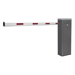 Kit de Barrera Vehicular Izquierda y Brazo de 3 Metros / Finales de Carrera Ajustables por Programación / Movimiento Fluido / Diseño Elegante Color Gris / Con Corona Led Semaforizada
