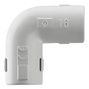 Unión en "L" (Codo) para tubería rígida, recomendado para cable eléctrico, PVC Auto-extinguible, de 20 mm