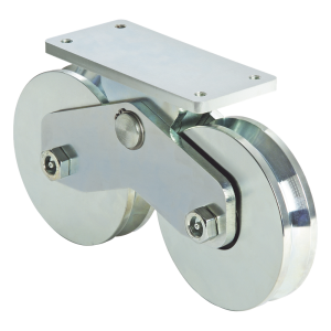 339V - Rueda Doble de 12 cm / Capacidad Para Puertas de hasta 1200 kg / Canal Tipo V
