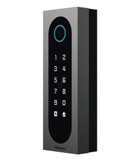 Control de Acceso Slim Akuvox A08S / Aluminio y Vidrio Templado / IP65 & IK09 / Capacidad para 20,000 Tarjetas / Métodos de Acceso Multi (QR, Bluetooth, PIN, RFID) / Soporta Wiegand / 1 Salida de Relay