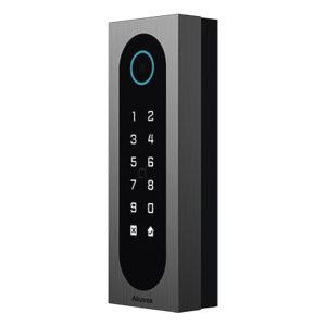 Control de Acceso Slim Akuvox A08S / Aluminio y Vidrio Templado / IP65 & IK09 / Capacidad para 20,000 Tarjetas / Métodos de Acceso Multi (QR, Bluetooth, PIN, RFID) / Soporta Wiegand / 1 Salida de Relay