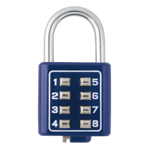 Candado Digital de Combinación M35 / No Requiere Llave / Combinación única integrada por 4 dígitos / Color Azul.