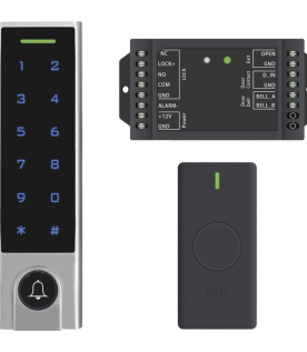 Mini Controlador de Acceso con Teclado Inalámbrico / Cuenta con Botón de Salida Inalámbrico / Soporta Tarjeta y Contraseña / Cuenta con Botón de Timbre