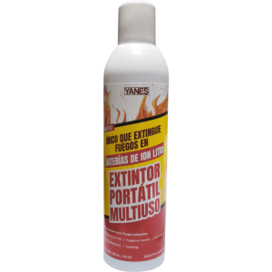 Extintor Portátil en Aerosol, fuegos clase A, K y baterías de iones de litio (Li).