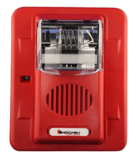 Sirena Estrobo, 24 Vcd, Multi-Candela 15 hasta 110 cd, Montaje En Pared, Color Rojo, Serie HEC3 (0500-06020), Hochiki