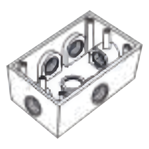 Caja Condulet FS de 1/2" (12.7 mm) con seis bocas a prueba de intemperie.