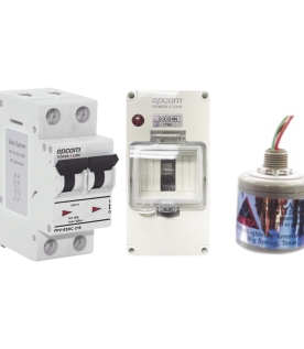 Kit de Centro de Carga Para Corriente Directa, Breaker de hasta  800 Vcc de 32 A con Supresor de Descargas Atmosféricas.