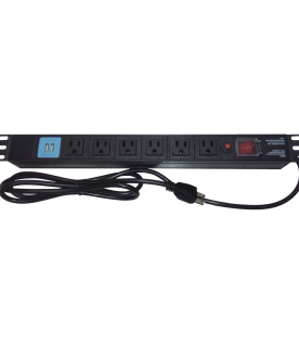 Tomacorriente Horizontal (PDU) de 6 contactos (NEMA 5-15R) + 2 USB para instalación en Rack de 19", 1UR, 125 Vca/ 15 A (THE0040091001001)