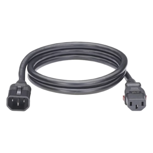 Cable de Alimentación Eléctrica Con Bloqueo de Seguridad, de IEC C14 a IEC C13, 1.2 Metros de Largo, Color Negro, 1 Pieza