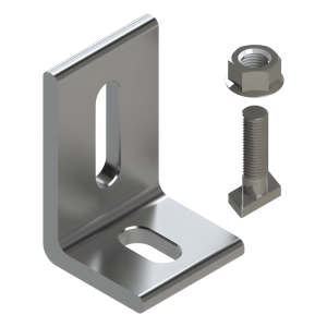 Herraje en L / L Foot / Fijación al Suelo / Aluminio Serie 6000 / Acero Inoxidable / Compatible con N Rail 4.72 / Techos Planos e Inclinados