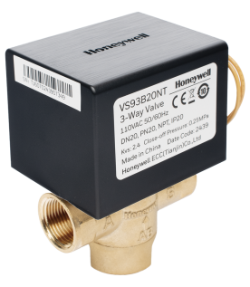 Válvula de control eléctrica de 3 vías para fancoil, retorno por resorte, normalmente cerrada, 110 V CA, DN20 (3/4"), conexión NPT