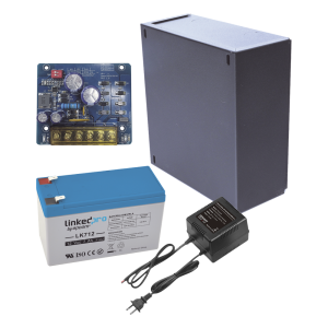 Kit con fuente PLB2 con salida de 12 Vcc a 2.5 Amper, incluye transformador y batería de 12 V a 7 Amper