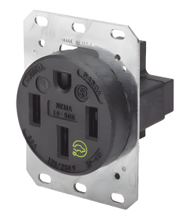 Receptáculo Recto de 50 A 125/250 V CA 3 Polos 4 Hilos (Nema 14-50R).