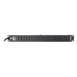 Multicontacto Horizontal (PDU) de 10 Contactos (NEMA 5-15R) Rack 19" 1UR. Voltaje Entrada/Salida: 120Vca/15A