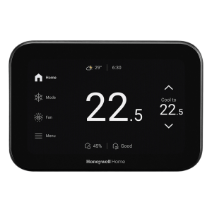 Termostato inteligente con pantalla táctil de 5 pulgadas, control de calidad de aire (IAQ), hasta 4H/2C bomba de calor, Wi-Fi, Bluetooth y Matter, color negro
