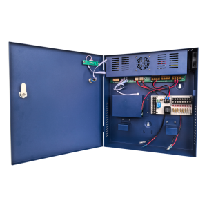 Fuente de poder profesional PoE (Power over Ethernet) de 8 puertos con capacidad total de 360W, diseñada específicamente para sistemas de videovigilancia CCTV y control de acceso.
