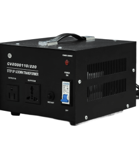 Transformador con doble función bidireccional : eleva o reduce el voltaje entre 110 Vca y 220 Vca