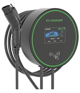 Estación de Carga para Vehículos Eléctricos / 48 A / 11.5 kW / Conector Tipo 1 (SAE J1772) / 220-250 V Monofásico / Pantalla LCD 4.3 in (10.9 cm) / Cable TPU 5 m (16.4 ft) / Plug and Play / APP Móvil / RFID / Carcasa Alu