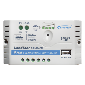 Controlador Solar PWM / 10A / 12/24V / Puerto USB / Indicadores LED / Tierra Positivo Común