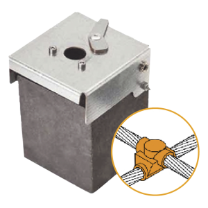 Molde de Grafito Horizontal Unión en Cruz / Cable 4/0 AWG (120 mm²) / 50 Soldaduras / Acero Electrogalvanizado / Normativa UNE 21186