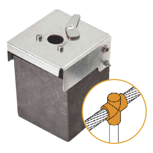 Molde de Grafito Vertical Unión en T / Cable 2/0 AWG a Pica 5/8 in / 70 Soldaduras / Acero Electrogalvanizado / Normativa IEC 62305