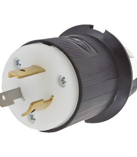 Clavija Industrial con Bloqueo de Media Vuelta / 20 A 125 V CA / 2 Polos 3 Hilos / Color Blanco y Negro / Nema L5-20P.