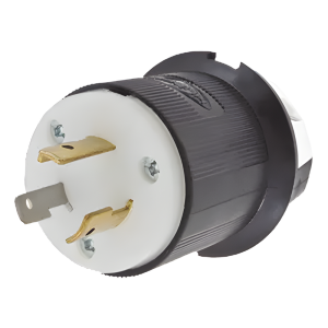 Clavija Industrial con Bloqueo de Media Vuelta / 20 A 125 V CA / 2 Polos 3 Hilos / Color Blanco y Negro / Nema L5-20P.