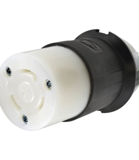 Conector Industrial con Bloqueo de Media Vuelta / 30 A 125 V CA / 2 Polos 3 Hilos / Color Blanco y Negro / Nema L5-30R.