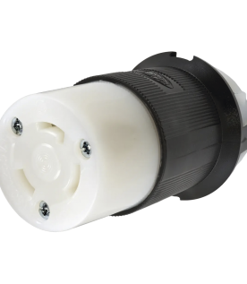 Conector Industrial con Bloqueo de Media Vuelta / 30 A 250 V CA / 2 Polos 3 Hilos / Color Blanco y Negro / Nema L6-30R.