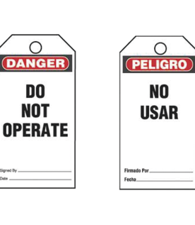 Paquete de 25 Etiquetas de Seguridad, Con Texto "Peligro, No Usar", de 76 x 146 mm, Color Negro Sobre Blanco