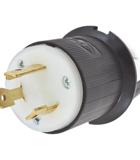 Clavija Industrial con Bloqueo de Media Vuelta / 30 A 125 V CA / 2 Polos 3 Hilos / Color Blanco y Negro / Nema L5-30P.