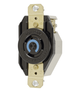 Receptáculo de Media Vuelta Industrial para Empotrar/ 20A  250V/ 2 Polos 3 Hilos/ NEMA L6-20R / Color Negro.
