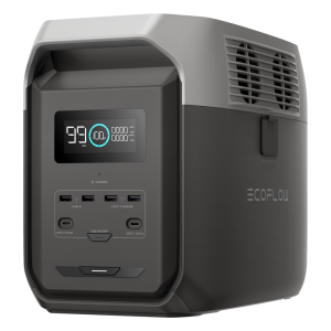 Estación de Energía Portátil Delta 3 1536Wh Litio LFP / 6 AC 1800 W (Max. 3600W) / 2 USB-C 100W / Capacidad para Aumentar Respaldo / Cargador de Coche 10A a 12.6V / Conectividad WiFi y Bluetooth (App) / Carga Solar 500W Max.