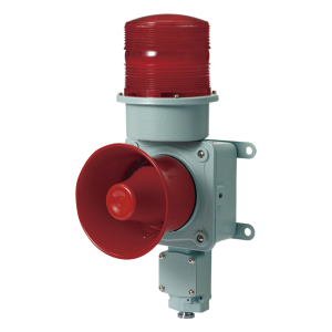 Combinación de baliza LED color roja con sirena electrónica para aplicaciones de la industria pesada  máx.120 dB a 24 VCD