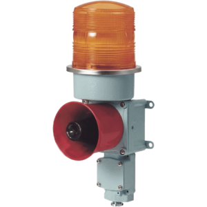 Combinación de baliza LED color Ámbar con sirena electrónica para aplicaciones de la industria pesada  máx. 120 dB a 24 VCD