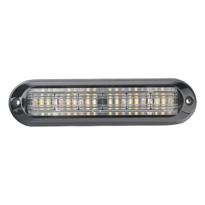 Luz Auxiliar, Ultra Brillante, IP67, 18 LEDs, Tricolor, Color Rojo/Claro/Ambar, con mica transparente y bisel negro