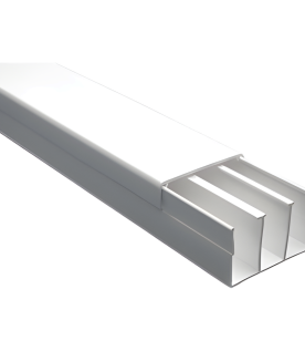Canaleta sin troquel con tapa color blanco de PVC auto extinguible, 40 x 62 tramo 2.5m (6301-01251)