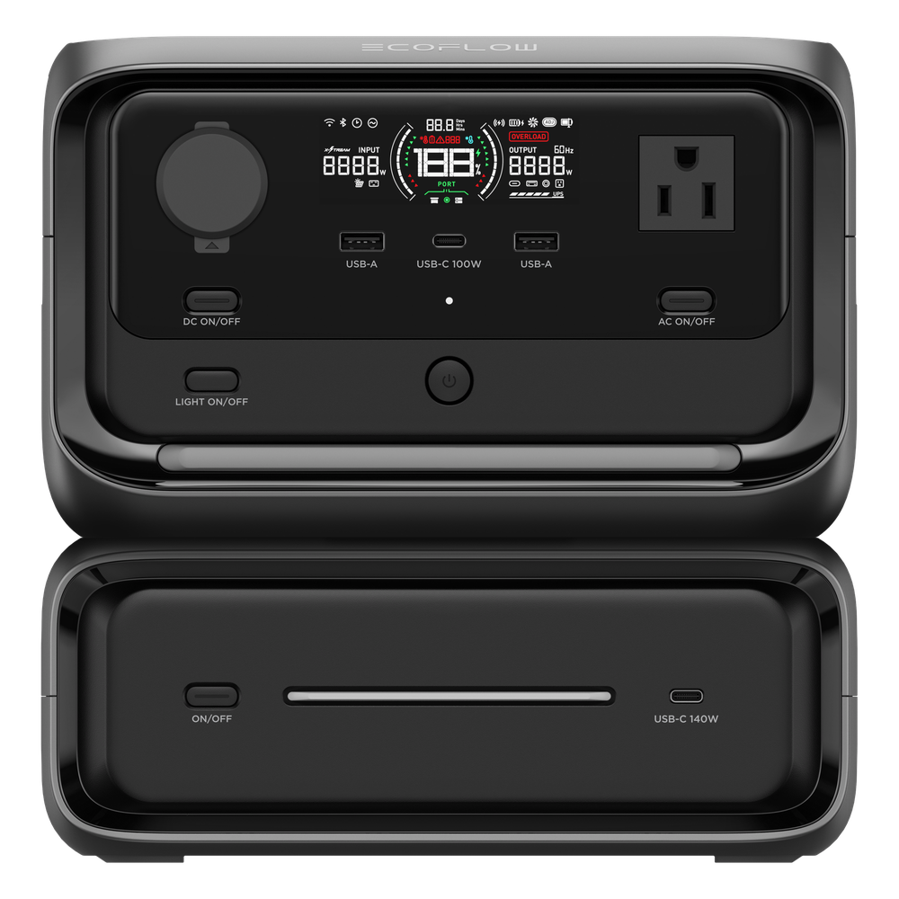 EcoFlow River 3 Plus | Estación de Energía Portátil 572Wh Litio LFP / 4 AC 800W (Max. 1600W) / 1 USB-C 100W / 3 USB -A 12W / Cargador de Coche 10A, 126W Max. / Conectividad WiFi y Bluetooth (App) / Carga Solar 220W Max. - Imagen 3