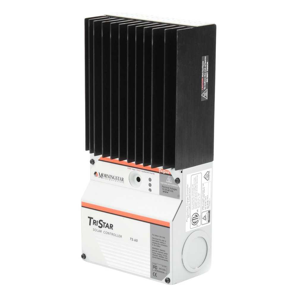 Controlador de Carga Solar TriStar PWM 60 A / 12V 24V 48V / Puerto RS-232 / Hasta 4 kW / Disipador de Calor / 7 Preajustes - Imagen 2