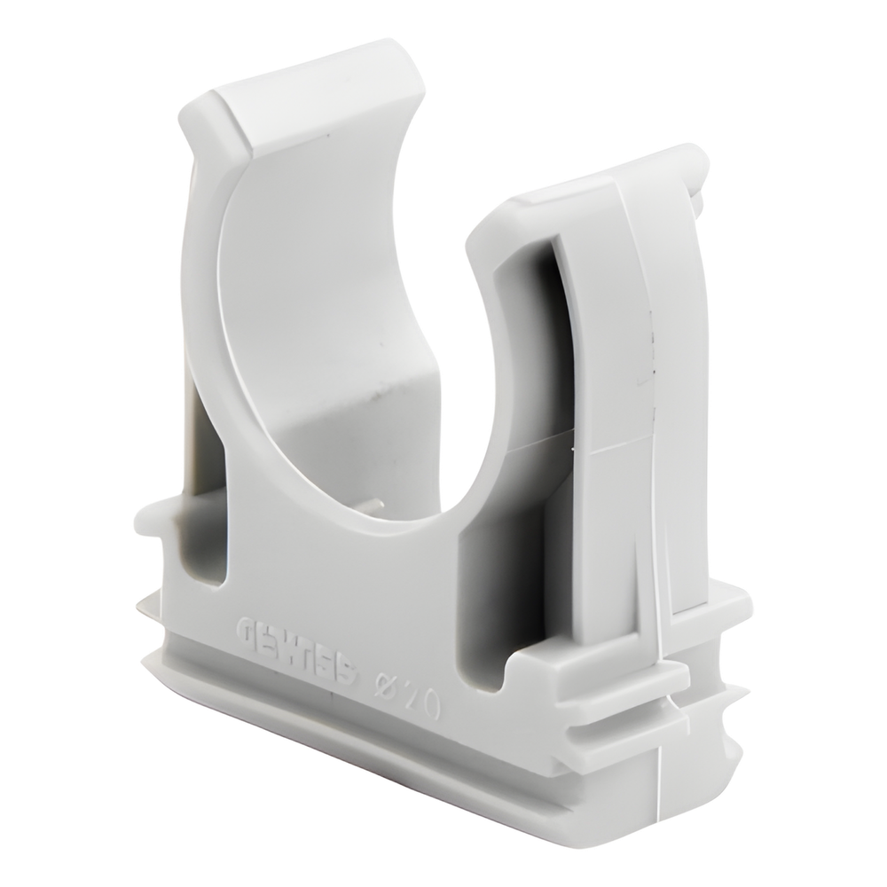 Soporte de presión (Abrazadera), PVC Auto-extinguible, abierto para tubería de 20 mm - Imagen 2